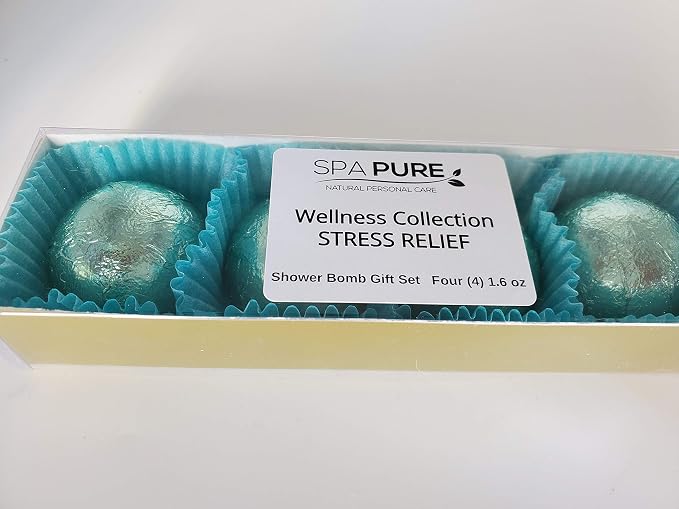 Spa Pure Stress Relief Aromatherapy Shower Steamers Bombs - Shower Bombs with Essential Oils – Unisex Bath Melts - Self Care and Relaxation Shower Steamer - Enjoy Spa at Home - (4 Count)