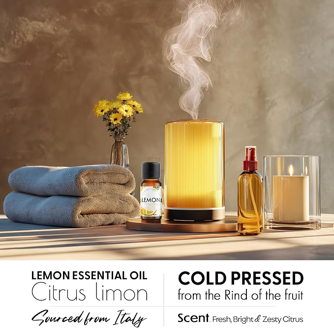 Lemon Essential Oil for Diffuser - 100% Natural Essential Oil Lemon Oil for Skin - Lemon Essential Oil for Cleaning - Lemon Essential Oil for Aromatherapy - 100% Pure Oils, 10ML