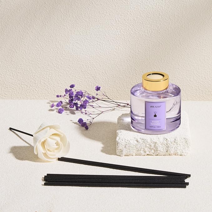 Airkeep Flower Reed Diffuser Set, French Lavender Diffuser Set, 5.07 Fl.oz (150ml), Home Fragrance, Bathroom, Bedroom & Home Décor, Air Freshener