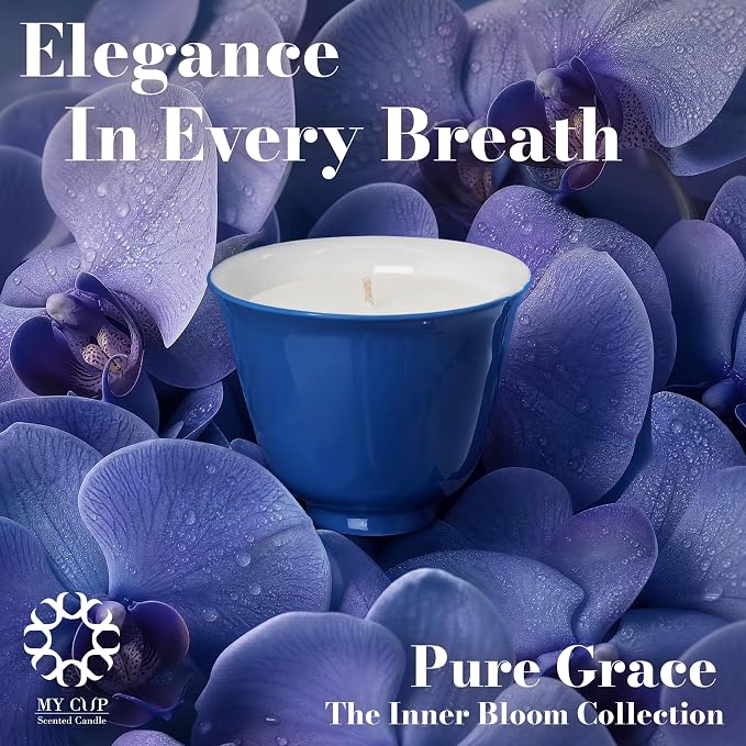 My Cup Pure Grace Luxury Scented Candle, Soy Wax Blend, Hand Poured Tea Inspired Home Fragrance in Reusable Porcelain Vessel, Gifts for Women, 6 oz