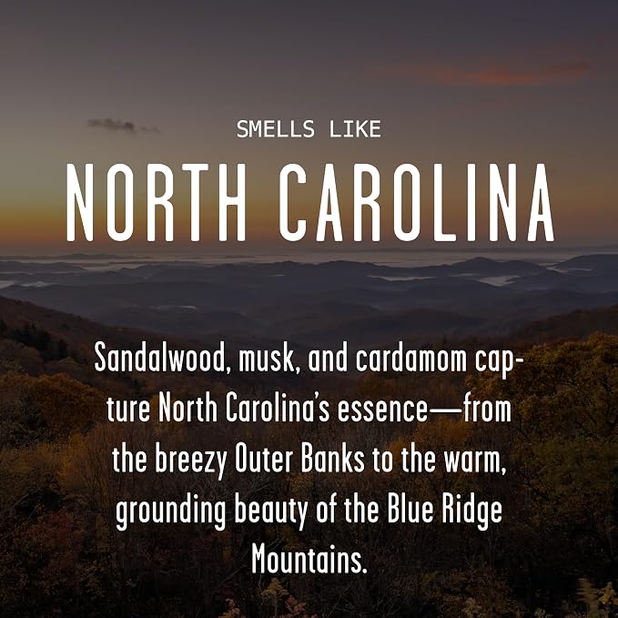 North Carolina Gifts, North Carolina Decor for Home - 'There's No Place Like North Carolina Candle, w/Sandalwood, Musk & Cardamon I North Carolina Souvenirs State Gifts I 9oz Jar, 50Hr Burn, USA Made