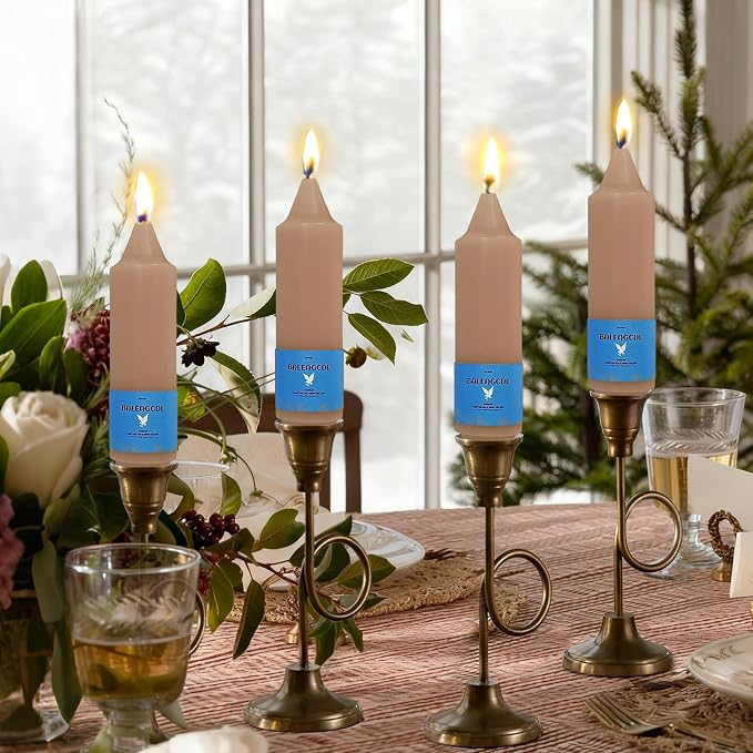 Smokeless Candlesticks Short Taper Candle,Unscented 5 Inches Brown Candle Sticks Dripless Tapered Candles for Home Décor Weddings Seasons Gifts