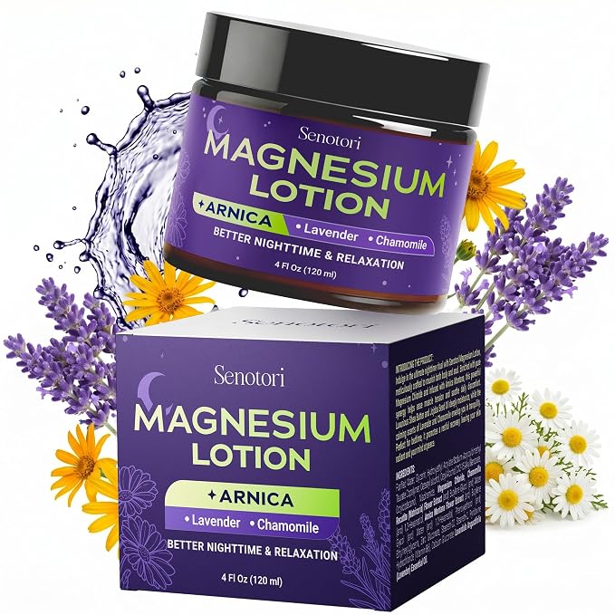 First Magnesium Lotion for Sleep with Restorative Minerals - Zinc, Calcium for x2 Relaxation -Arnica, Chamomile & Lavender Essential Oil, Nighttime Magnesium Cream, Relaxation Gifts for Women