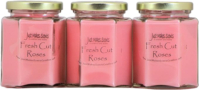 3 Pack - Fresh Cut Roses Scented Blended Soy Candle by Just Makes Scents
