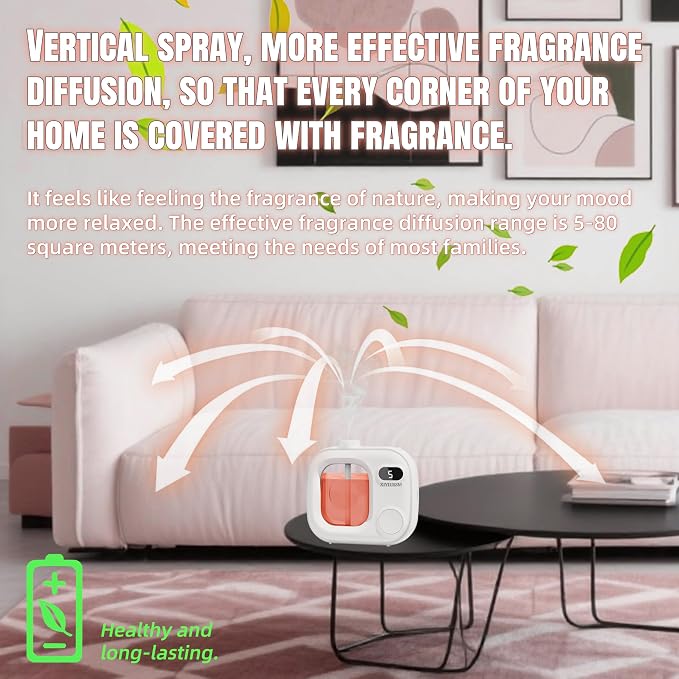 Waterless Essential Oil Diffuser Portable Cordless Aromatherapy Scent Machine for Home Office Car Large Room Battery Powered Ultrasonic Diffuser with 5 Mist Modes for Bedroom Classroom Travel