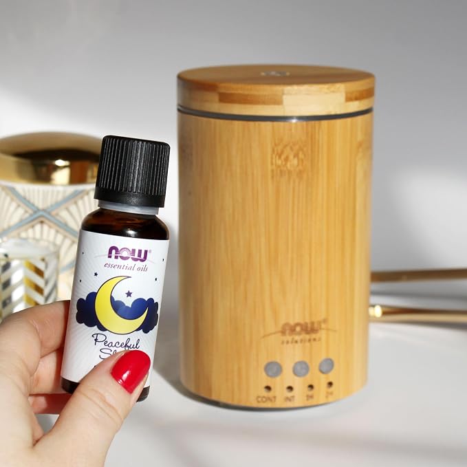 NOW Essential Oils, Peaceful Sleep Oil Blend, Relaxing Aromatherapy Scent, Blend of Pure Essential Oils, Vegan, Child Resistant Cap, 1-Ounce