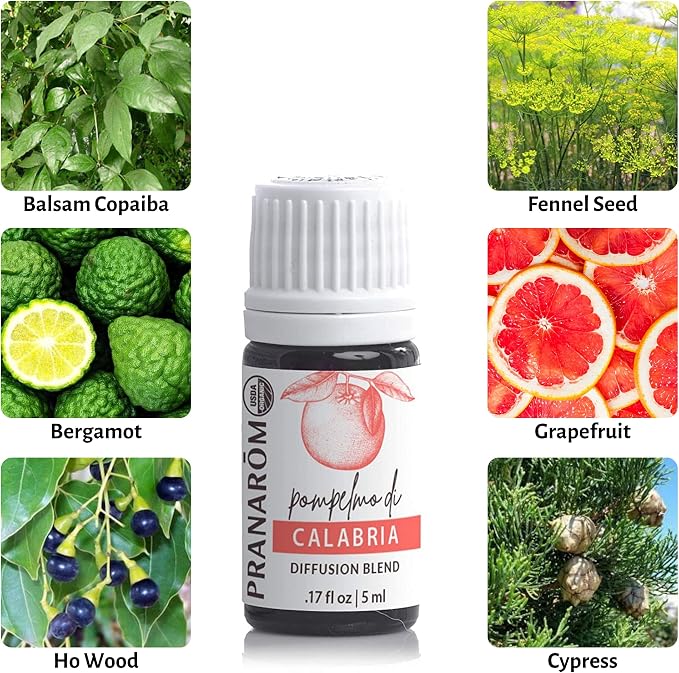 Pranarom - Calabria Diffusion Blend (5ml) - 100% Pure Essential Oil Blend for Diffusing with Grapefruit, Fennel & Bergamot Scent | USDA and ECOCERT Certified Organic