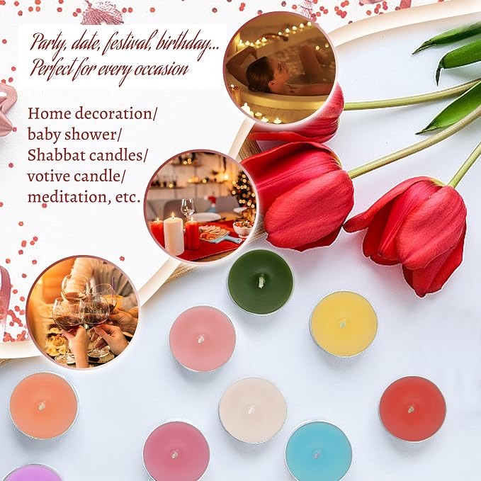 Apple Scented Tealight Candles, Red Scent Tea Lights Candles Clear Cup, 24 Pack Colored Tealights Candle, 6 Hour Burn Time Tea Candles for Party, Christmas, Halloween Decor