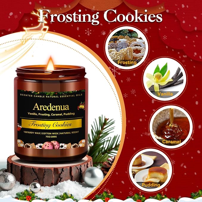 Sugar Cookies Candle | Warm Bakery Fragrance for Comfort & Relaxation - Cookies Scented Candle for Home – Sweet Vanilla Sugar Scent for for Living Room & Relaxing Evening, Gifts for Women Men - 7 oz
