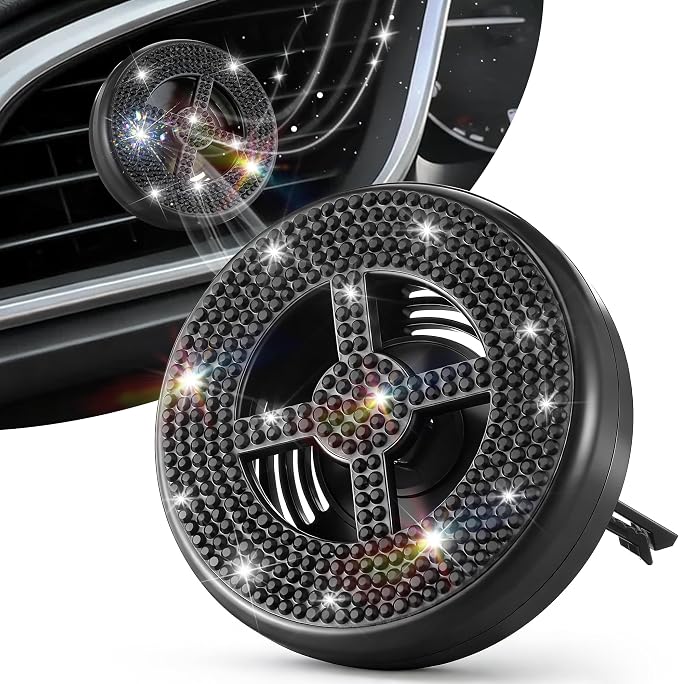 1 Pack Car Fragrance Holder Compatible with Bath & Body Works Refills (Not Included), Air Freshener Vent Clip or Visor Clip, Refillable Scent Holder, Easy to Open Car Diffuser (Diamond Black)