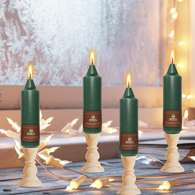 5 inch Short Candlesticks Dark Green Taper Candles 4 PCS for Dinner Household Wedding Party Home Décor Candles
