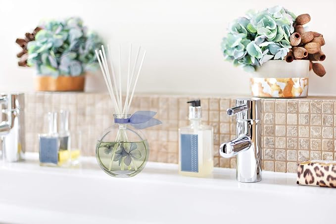 Reed Diffuser Set, English Garden Scented Oil Diffuser with Sticks, Home Fragrance Accessories for Bathroom Shelf Decor, Aroma Diffusers for Home or Office Desk, USA Made