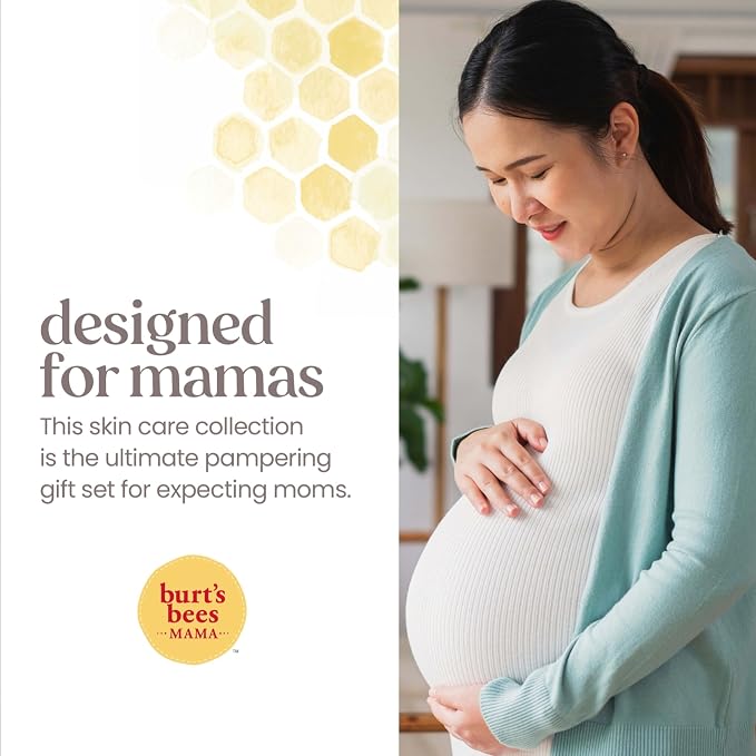 Burt's Bees Mama Gift Set, Includes Lip Balm, Leg and Foot Cream, and Belly Butter, Natural Origin Skin Care, 0.15 oz./3.38 oz./6.5 oz.