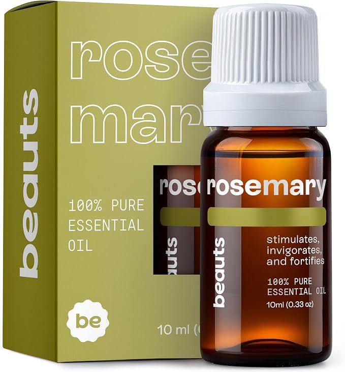 Beauts Premium Rosemary Essential Oil – 100% Pure & Natural - Hair Growth, Scalp, Memory & Focus – Rosemary Oil for Aromatherapy, Diffuser, Massage & Skin – Vegan & Cruelty-Free 10 mL (.33 fl oz)