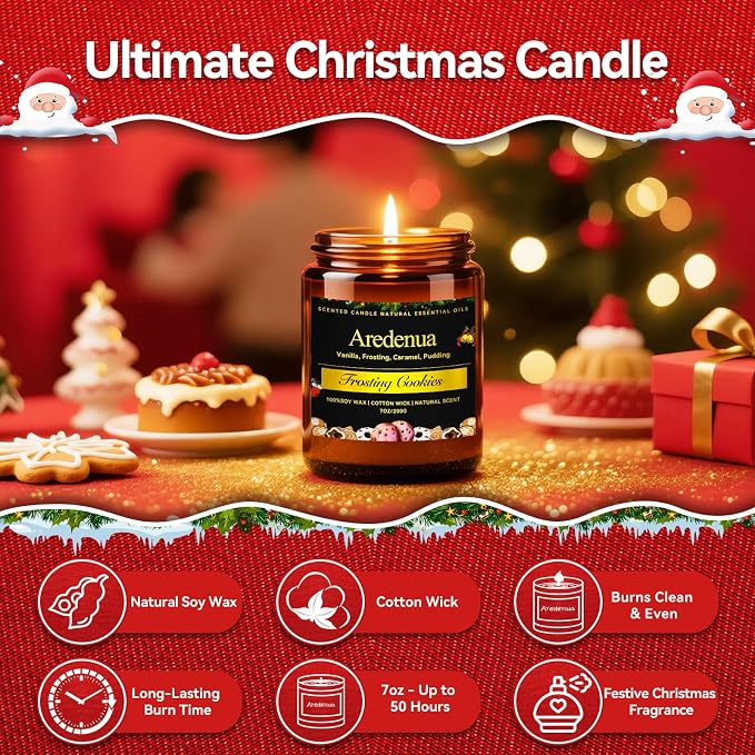 Sugar Cookies Candle | Warm Bakery Fragrance for Comfort & Relaxation - Cookies Scented Candle for Home – Sweet Vanilla Sugar Scent for for Living Room & Relaxing Evening, Gifts for Women Men - 7 oz