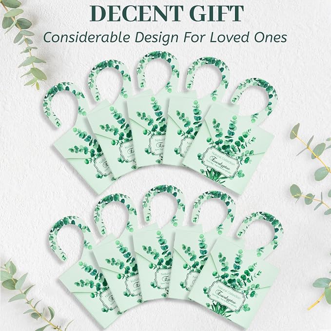 24 Pack Eucalyptus Sachet Bags for Drawers and Closets, Scented Sachets with 10 Hanging Bags Home Fragrance Refreshing Drawer Freshener, Shoes, Cars, Rest Room Deodorizer