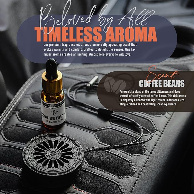 Handmade Wood Car Air Freshener — Best Wheels Designed Refillable Essential Oil Diffuser — Long Lasting Coffee Beans Fragrance Oil 10 ml — Car Accessories Gift Box