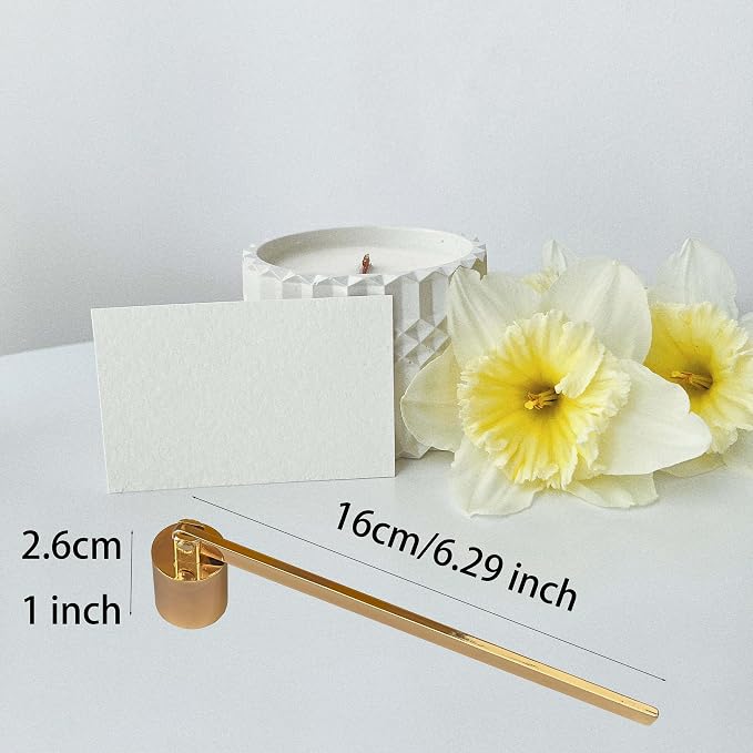 Candle Snuffer, Golden Candle Snuffer Extinguisher with Long Handle, Gold Color Stainless Steel Wick Flame Snuffer for Putting Out Candle Flame Safely