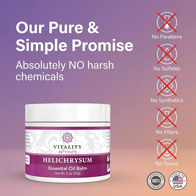 Vitality Extracts Helichrysum Balm - 2oz, Helichrysum Gymnocephalum, Beeswax, Almond Oil, Ultra-Moisturizing, Skin Healing, Full Body Hydration