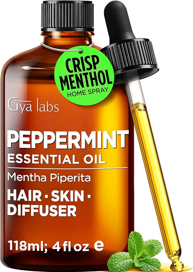 100% Pure Peppermint Essential Oil - 4 Fl Oz - Peppermint Oil for Hair, Skin, Diffuser, Aromatherapy & DIY Candle Making Scent
