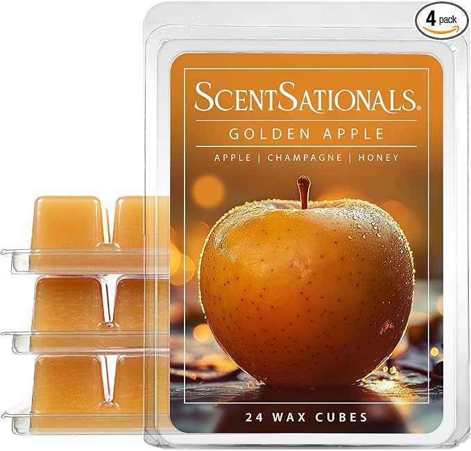 ScentSationals Golden Apple Scented Wax Melts - Apples, Champagne, & Honey, 10oz (24 Cubes)
