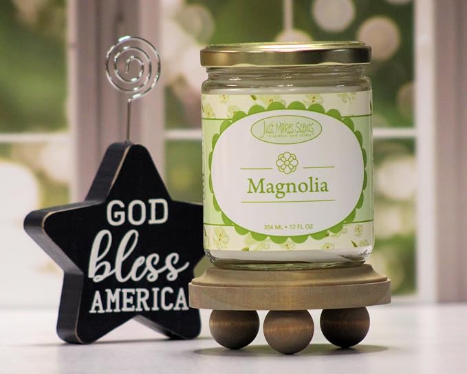 Magnolia Scented Blended Soy Candle | Light and Lovely Floral Fragrance | Hand Poured in The USA by Just Makes Scents (12 oz)