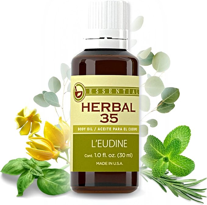 L’EUDINE Herbal 35 Essential Oil Blend 3-Pack-35 Natural Extracts, Peppermint, Eucalyptus & Lavender-Relaxing Aromatherapy Oil for Diffuser, Massage & Stress Relief-Pure Wellness, 3 Fl Oz