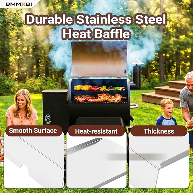 BAC012 Heat Baffle and 6-Pack Grease Drip Tray Liners Kit for Traeger Pro 22 Series, Pro 575 Pellet Grills, Drip Pan Replacement for Traeger Drip Tray Liners BAC012 BCA070 BBQ07C BBQ07E, BAC507