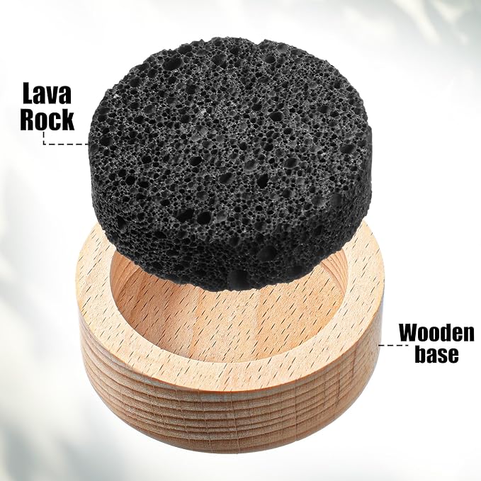 Lava Rock Diffuser, Sauna Accessories Small Lava Rock Diffuser with Natural Beechwood Base for Sauna Passive Diffusers Essential Oil Diffusers for Bathroom Home Office Bedroom as Friend Gifts