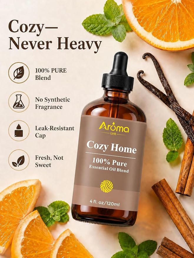 Cozy Home — A 100% Pure Essential Oil Blend Warm-Woods Blend that Makes Your Space Feel Instantly Inviting, Relaxed, and Lived-in—Never Sleepy