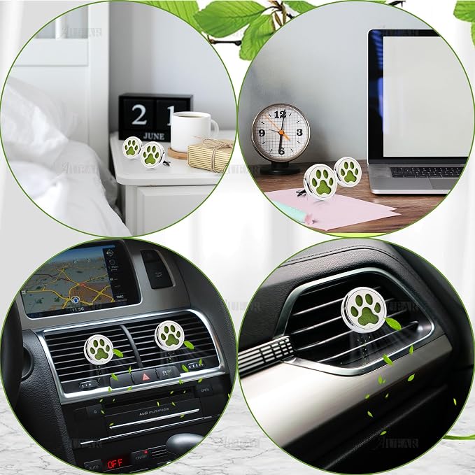 AUEAR, Dog Paw Car Diffuser Vent Clip - 30mm Aromatherapy Essential Oil Car Diffuser Vent Clips with 10 Refill Pads