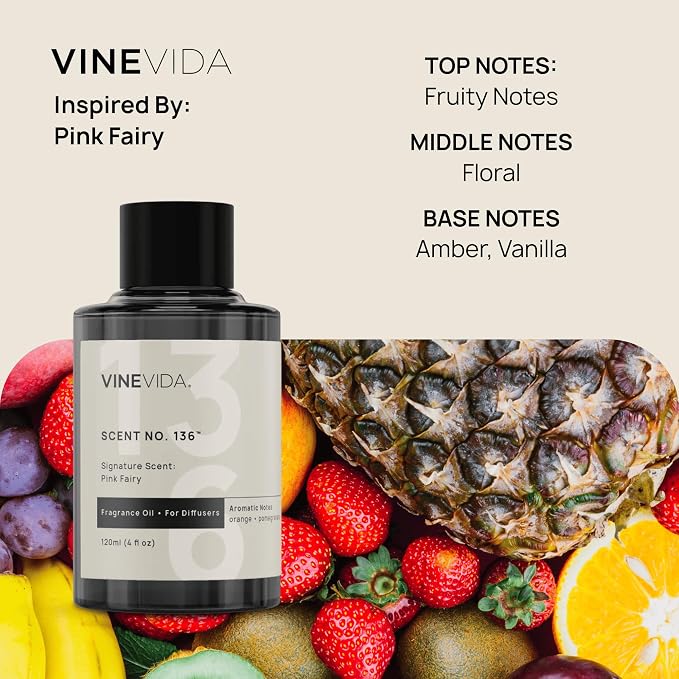 VINEVIDA [4 Oz] Inspired by: Pink Fairy; Diffuser Oil Refill | Premium Scent Diffuser Oil for Home | Non-Toxic Fragrance