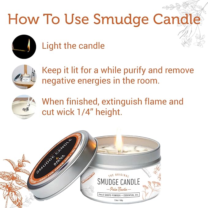 SOUL STICKS Smudge Candle for Cleansing House, Meditation, Chakra Healing, Aromatherapy | 3.5 Ounce Smudge Candle for Spiritual Cleansing (Palo Santo)