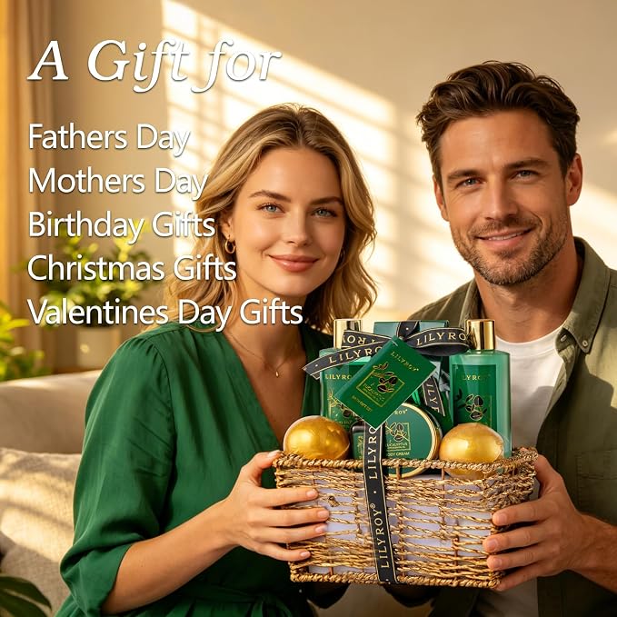 Bath and Body Gift Basket for Women & Men - 10-Piece Eucalyptus Spa Gift Basket for Women & Men, Ideal Gifts for Valentines Day, Fathers Day, Mothers Day, Birthday, Christmas Gift for Her & Him