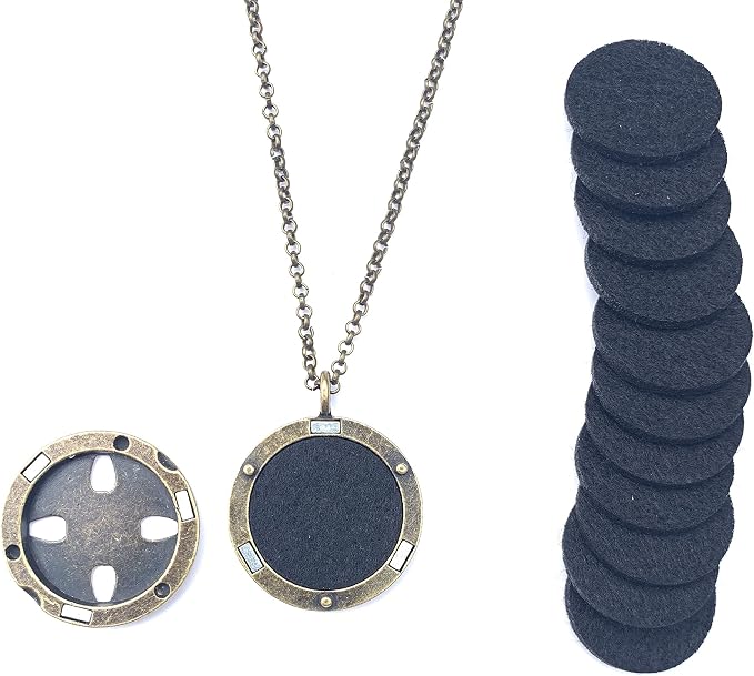 Wild Essentials Celtic Cross Aged Brass Essential Oil Diffuser Nickel Free Alloy Locket Pendant with 24 inch Black Nylon Rope, 6 Refill Pads, Customizable Perfume Jewelry for Aromatherapy