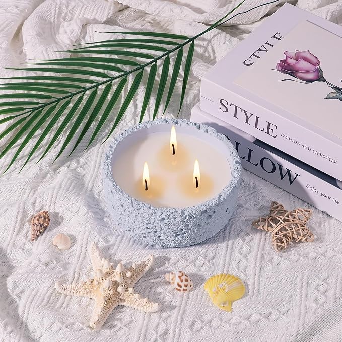 Viyffo 20oz Large Scented Candle - Lavender & Eucalyptus, 3 Wick Home Scented Candle, Non Toxic Soy, Purple Textured Ceramic Jar, Luxury Fragrance, Elegant Home Décor & Spring Gift for Women
