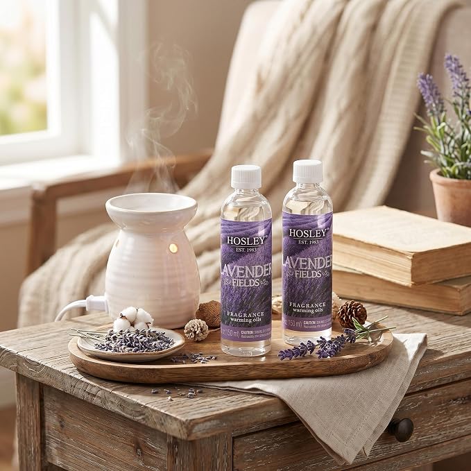 Hosley Lavender Fields Scented Warming Oils, 2-Pack (5 fl oz Each), Made in USA - Aromatherapy Refill Oil Set for Reed Diffusers, Fragrance Warmers, Spa and Meditation