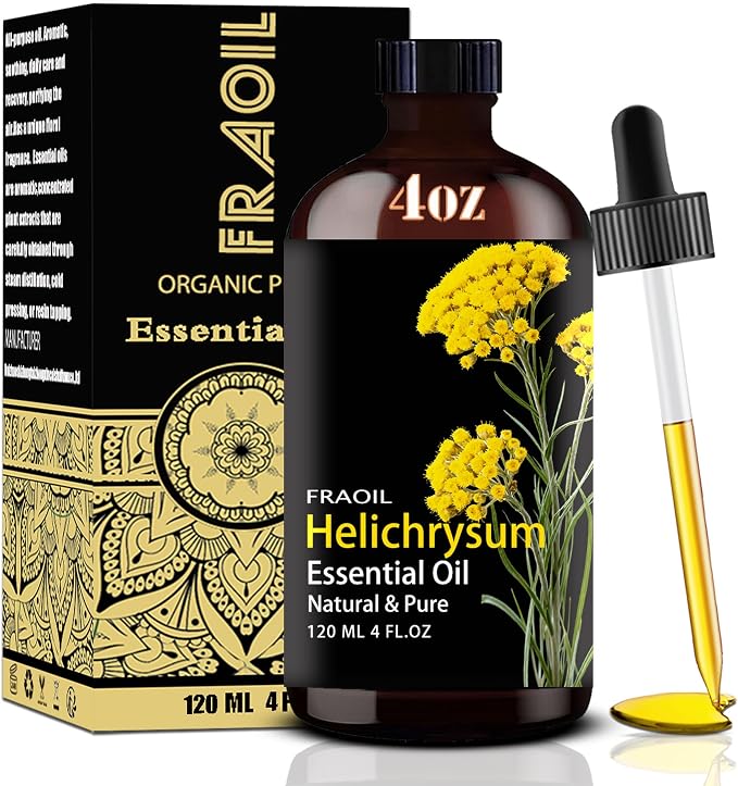 Helichrysum Essential Oil, Helichrysum Oil 4 Fl Oz 120ML for Diffuser Humidifier Yoga Cleaning DIY Candle Soap Making Perfume Gift for Women Essential Oils FRAOIL (Helichrysum 4 Fl Oz (Pack of 1))