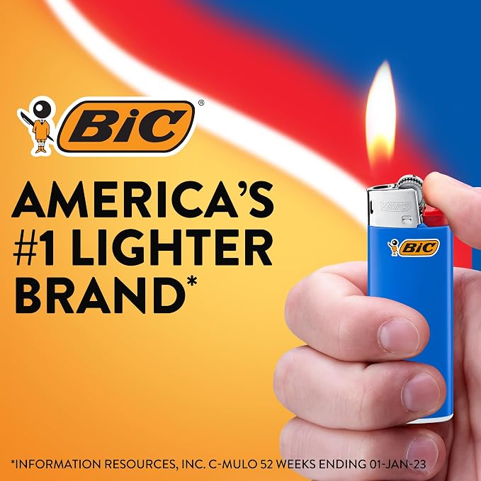 BIC Mini Lighters, Reliable and Safe, Lighters for Candles, Assorted Colors, 8-Pack of Pocket Lighters (Colors May Vary