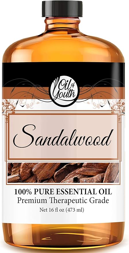 Oil of Youth Sandalwood Essential Oil (16oz Bulk) for Calming, Skin Therapy, Aromatherapy, Diffuser