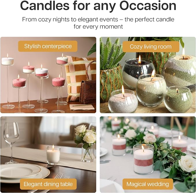 comforder Scented Candle Sand with Wicks, Pearled Candle, Wax Granules, 14oz Sand Wax Granules + 4 Wicks (Grey, Lavender)