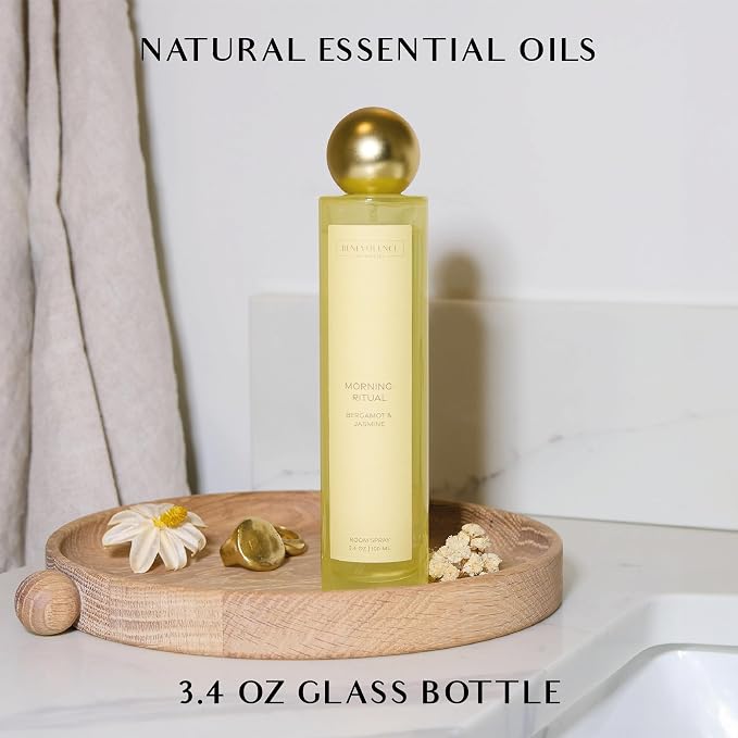 Benevolence LA Morning Ritual Gift Box | Candle, Room Spray & Reed Diffuser | Bergamot & Jasmine | Invigorating Home Fragrance | Ready for Gifting | Gift Set for Women