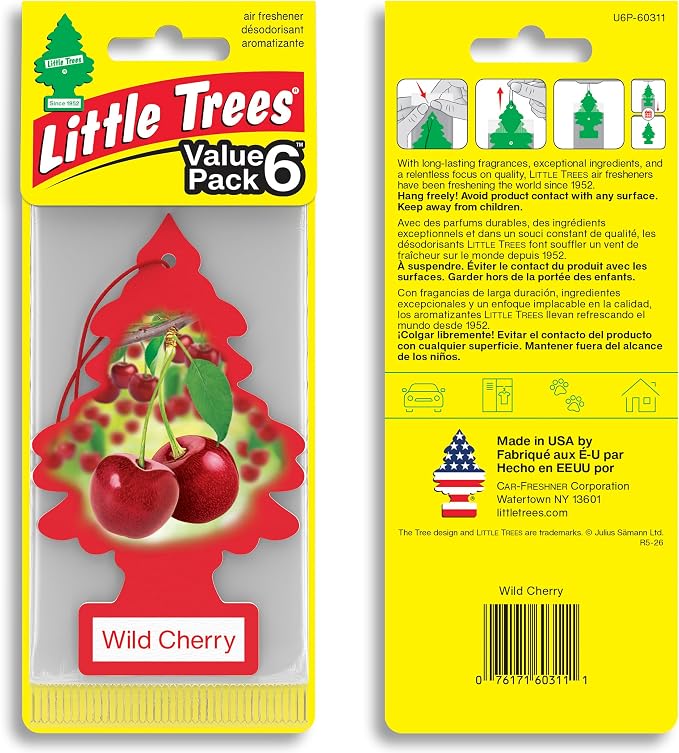 LITTLE TREES Car Air Freshener | Hanging Tree Provides Long Lasting Scent for Auto and Home | 24 Air Fresheners |Wild Cherry