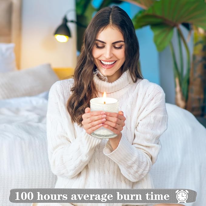 Natural Wood Candle Wick Soy Wax Candle - 19.4oz/550g, Long-Lasting Scented Candle for Sleep & Relaxation, Multi-Color Glass Decorative Jar, Gift for Women (White Gardenia)
