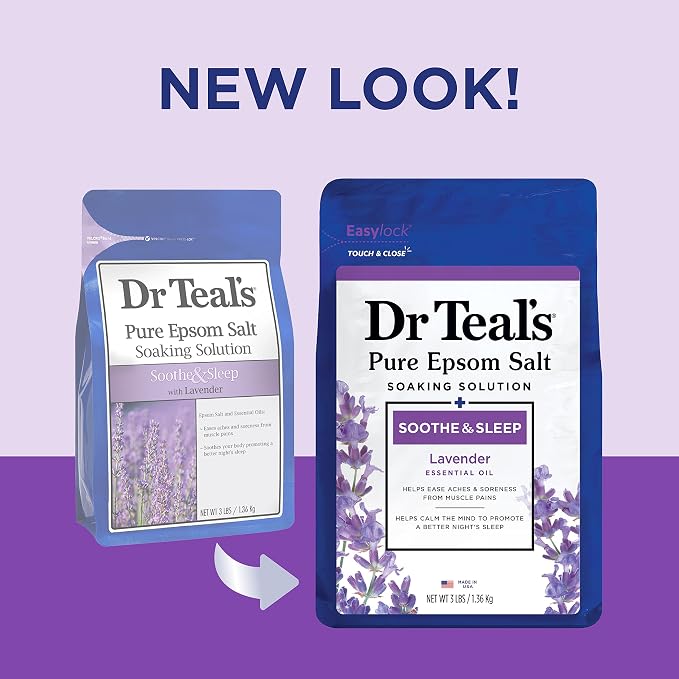 Dr Teal's Sleep Spray with Melatonin & Essential Oil Blend (Pack of 3) & Epsom Salt Soaking Solution Soothe & Sleep Lavender 3lbs