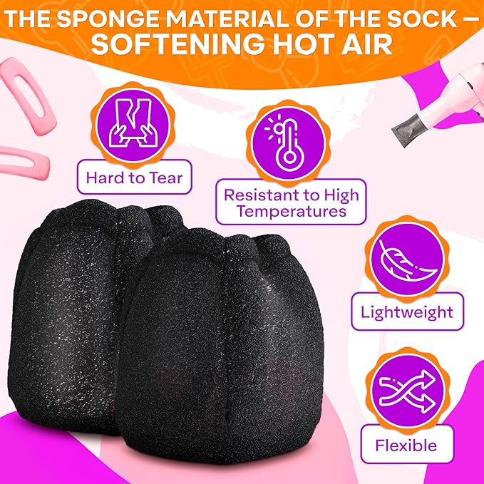 2 Pcs Sock Diffuser for Hair Dryer - Easy to Use 5.12x3.35" Summer Travel Diffuser Attachment for Hair Dryer, Made of Soft, Heat-Resistant Foam - Reusable and Universally Compatible With Most Models