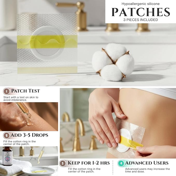 TODICAMP Anxiolytic Navel Patch & Skin Application Calming Essential Oil Blend for Relief & Relaxation - Bergamot Orange Ylang Ylang Frankincense Lemongrass in Castor Oil - 0.34oz