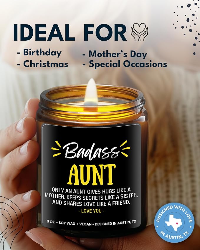 Aunt Candle, Best Sentimental Gifts from Niece and Nephew, Unique Birthday and Mothers Day Gifts for Aunt, Thoughtful Presents for Birthday, Christmas, Special Occasions, Gift Ready