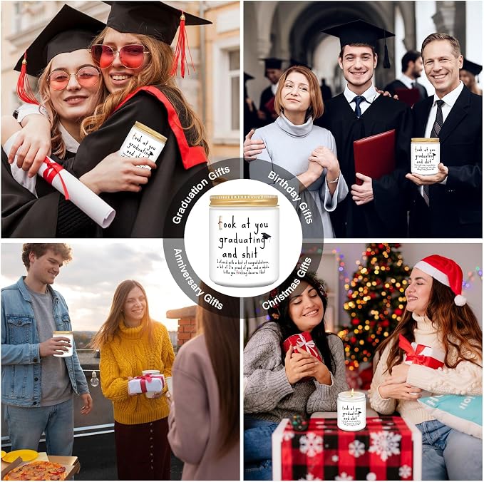 Graduation Gifts, 2026 Funny Graduation Gift for Her Him, Best Grad High School College Congratulations Masters PhD Degree Nurse - Lavender Scented Candles