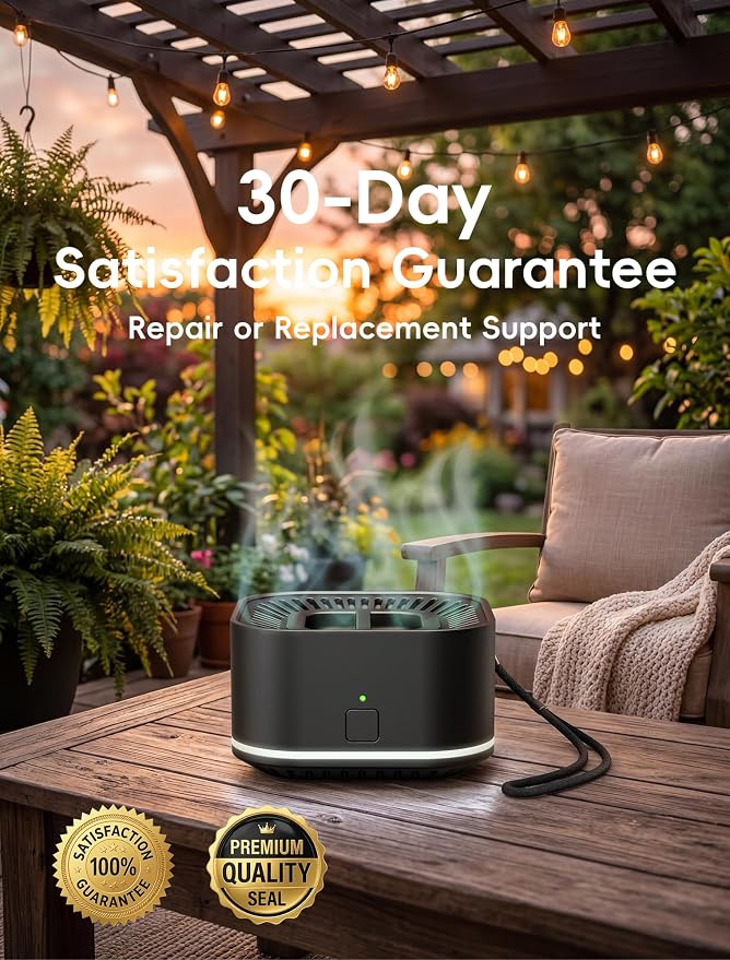 BuggyBands Portable Mosquito Repellent Outdoor Patio & Indoor Rechargeable Electronic Insect Repellent Device | 20 ft Coverage Zone for Camping, Hiking, Backyard | Safe for Kids & Pets | 2 Refills